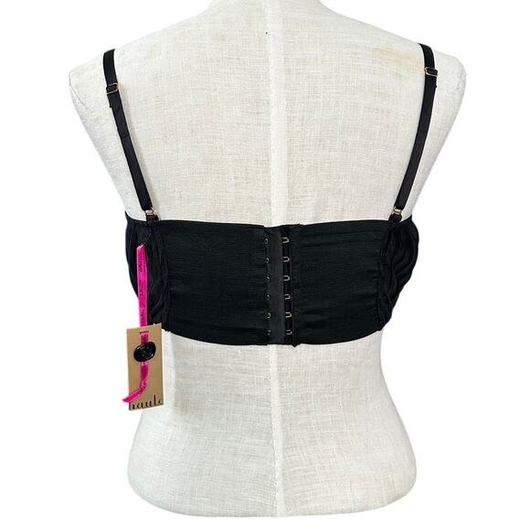 NWT Carol Malony Black Ruched Lace Bralette 34D NWT USA Made Designer Lingerie - Picture 5 of 12